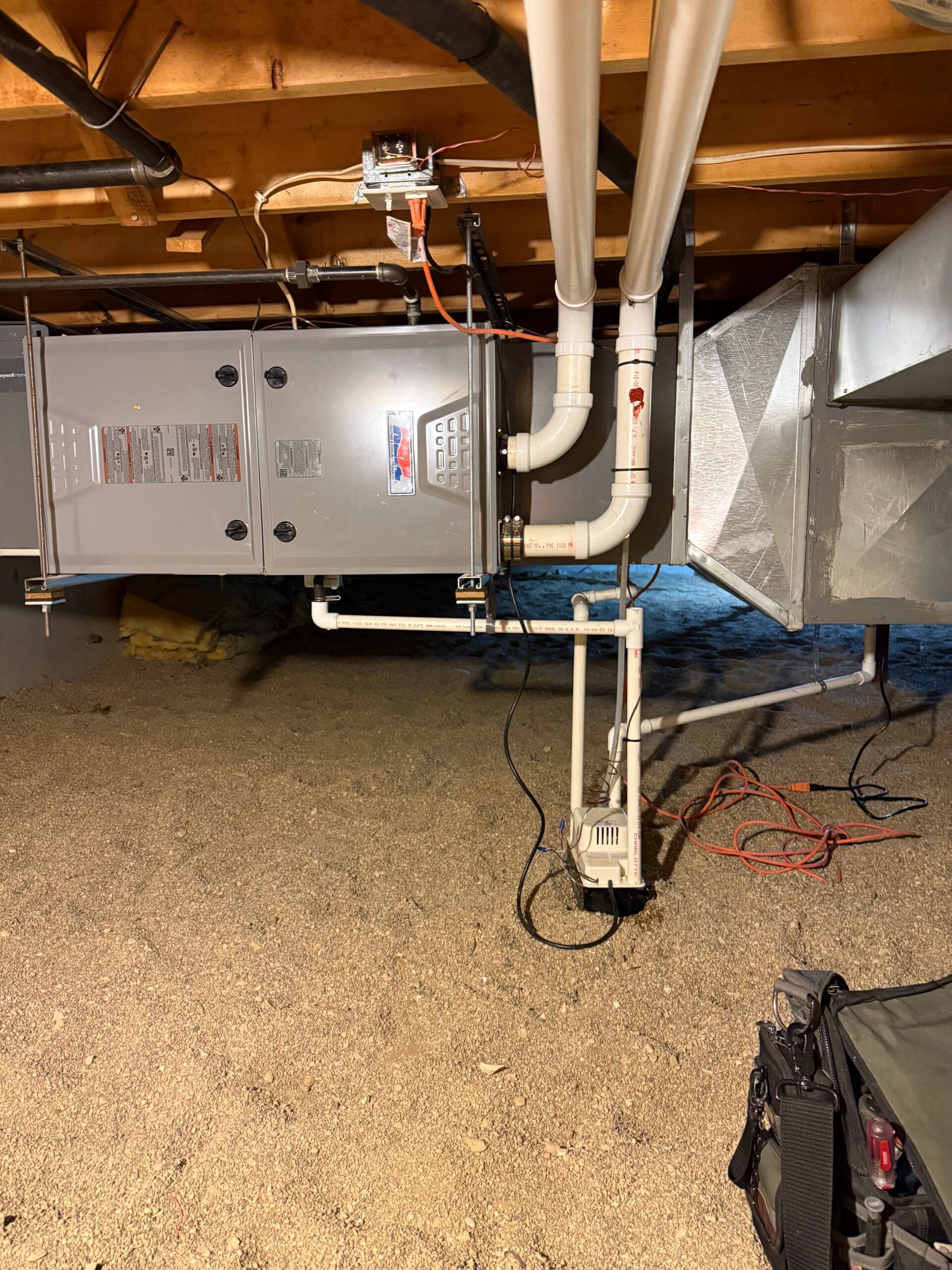 New HVAC system installed in a Chicago home crawl space for efficient heating and cooling