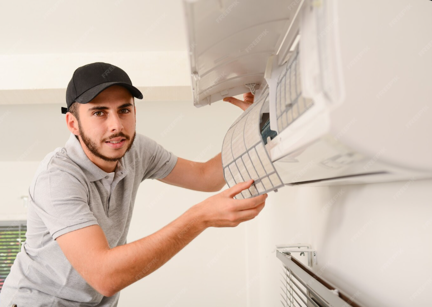 Emergency air conditioner repair in a Chicago home by professional HVAC technician