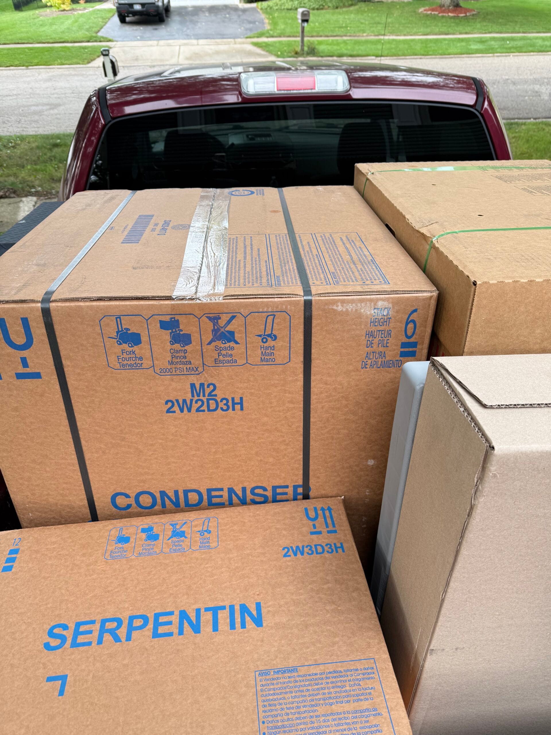 New air conditioning equipment installed in a Chicago home as part of an AC replacement