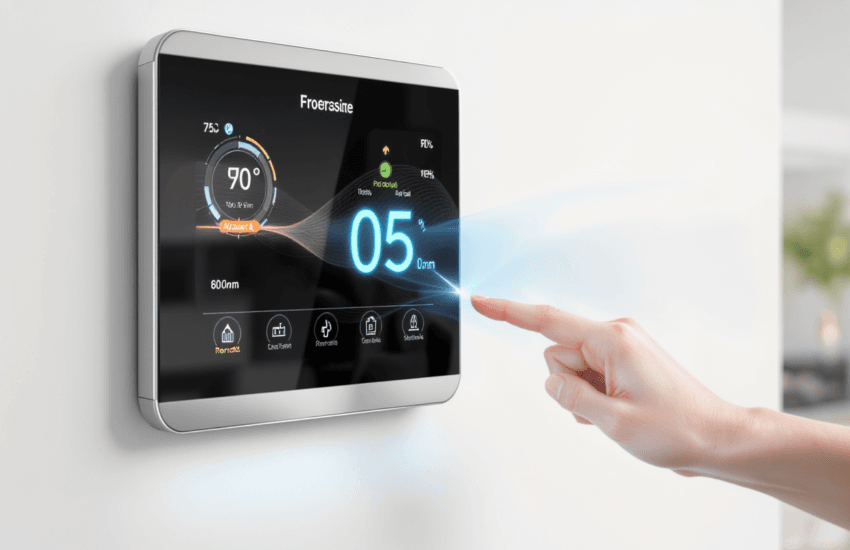 Smart thermostat controlling HVAC system in a Chicago home to improve energy efficiency and reduce heating and cooling costs
