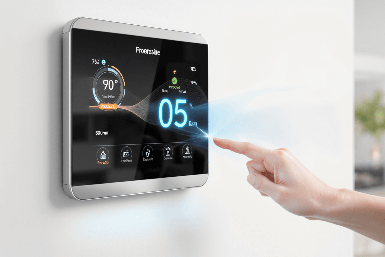 Smart thermostat controlling HVAC system in a Chicago home to improve energy efficiency and reduce heating and cooling costs